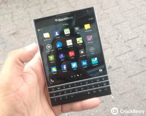 A  view  of  'BlackBerry  Passport'  Smartphone.